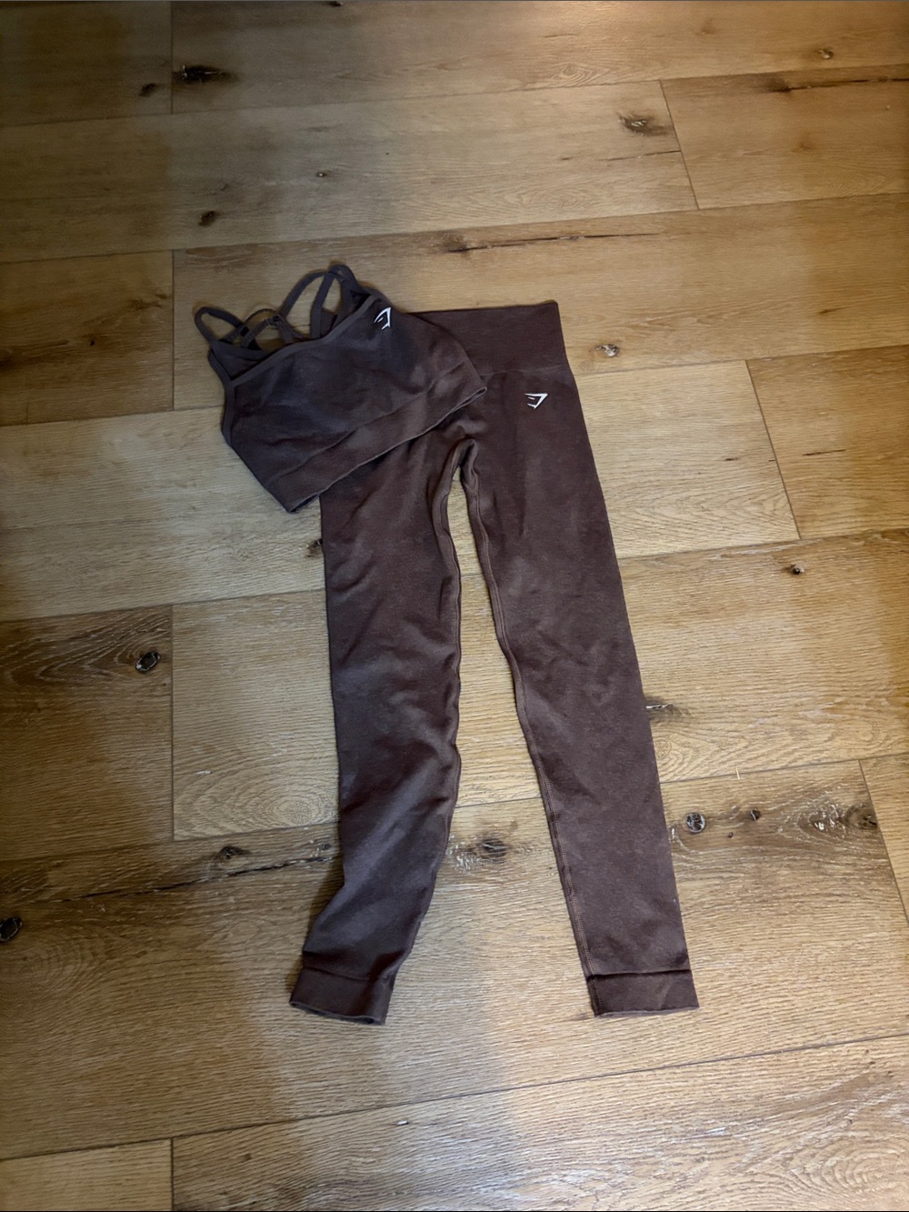 Gymshark Kids Brown Seamless Active Leggings and Crop Top Set